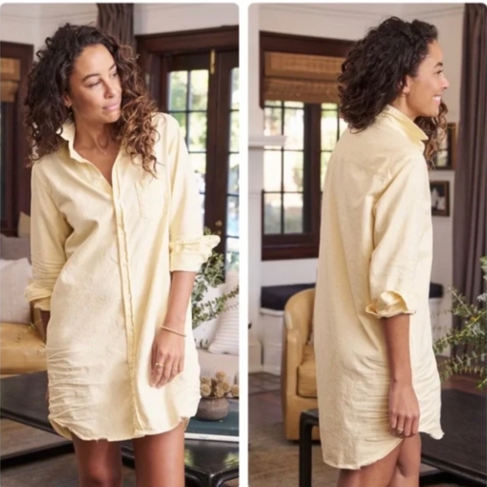 Frank & Eileen Linen Mary Shirt dress Bright Yellow Size Small Casual Resortwear - Picture 11 of 11